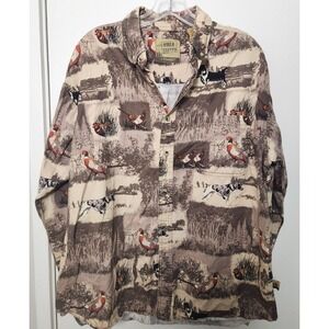 Outdoor Life Field Tested Pheasant Dog‎ Graphic Hunting Button Down Shirt Size L